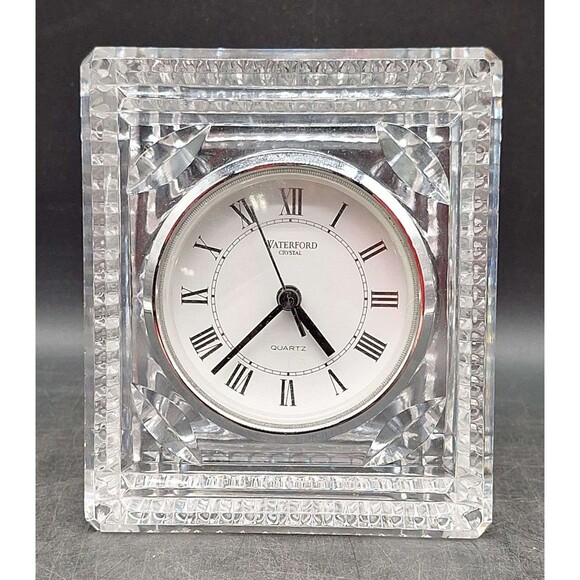Waterford Crystal Desk Clock / Signed / Heavy / 4 X 4 3/4x 2  Waterford Crystal Desk Clock / Signed / Heavy / 4 X 4 3/4x 2\